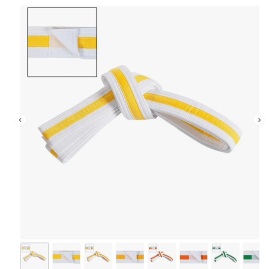 Adjustable Striped White Martial Arts Karate Childs Belt Velcro
