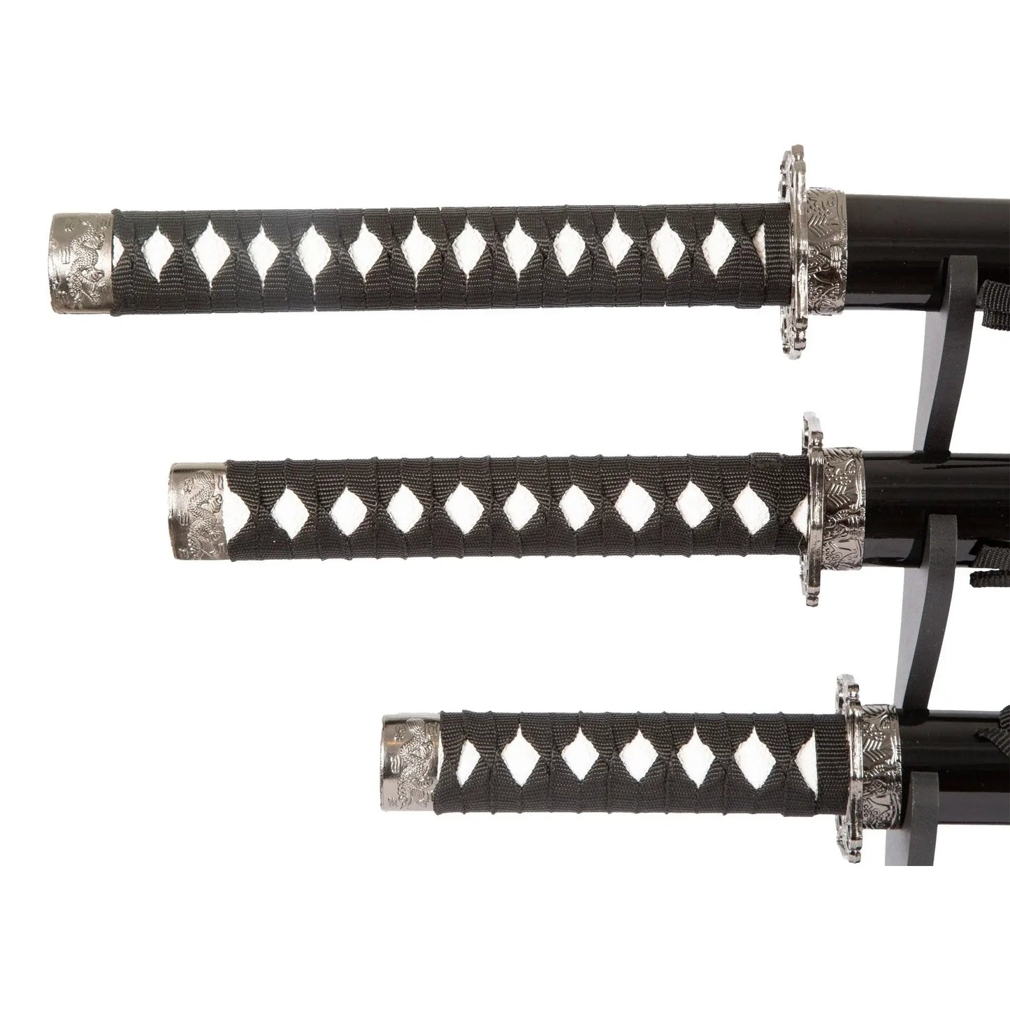 Black Dragon 3 Sword Set with table top stand
