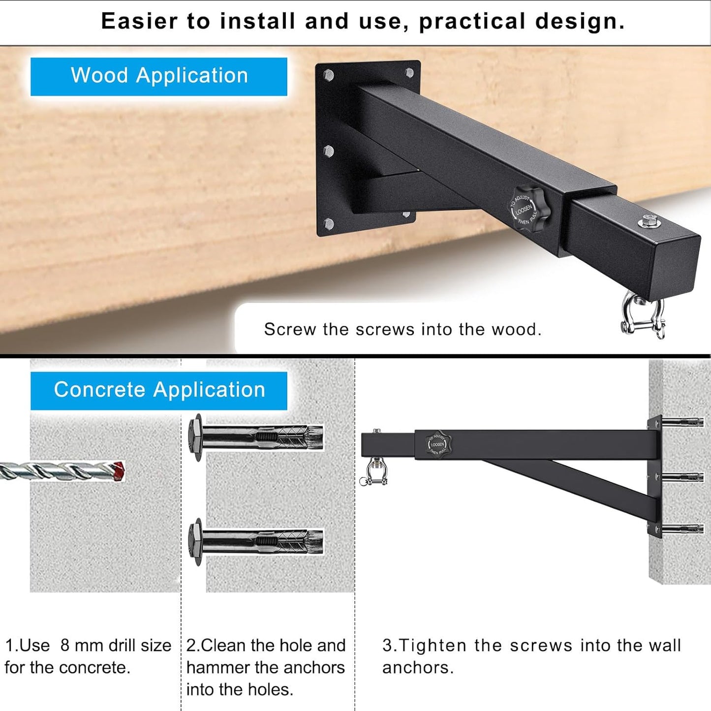 Wall Mount Heavy Bag Hanger, Heavy Duty Punching Bag Stand  800 pound capacity
