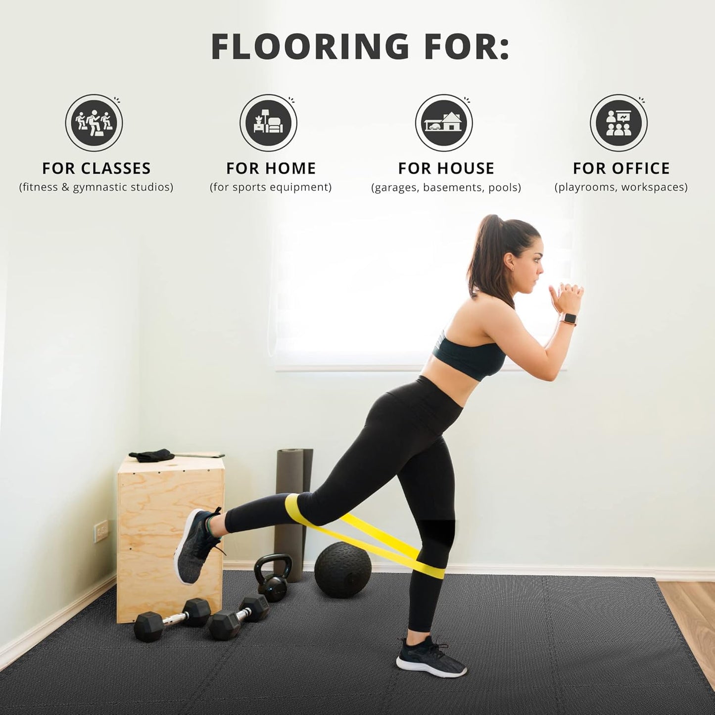 Gym Flooring Set Interlocking EVA Soft Foam Floor Mat, 18 square feet