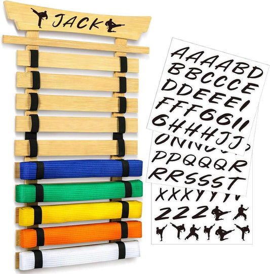 10 Belts Karate Belt Display Rack-Stickers Taekwondo Display