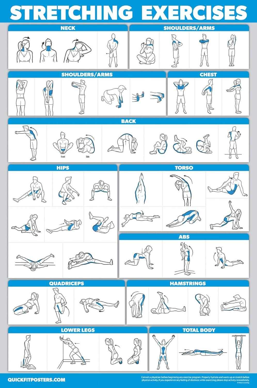 Eclipse Martial Art Supplies sporting goods QuickFit 3 Pack - Dumbbell Workouts + Bodyweight Exercises + Stretching Routine Poster Set - Set of 3 Workout Charts