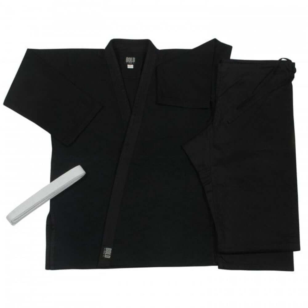 SINGLE WEAVE JUDO SETS with white belt Black