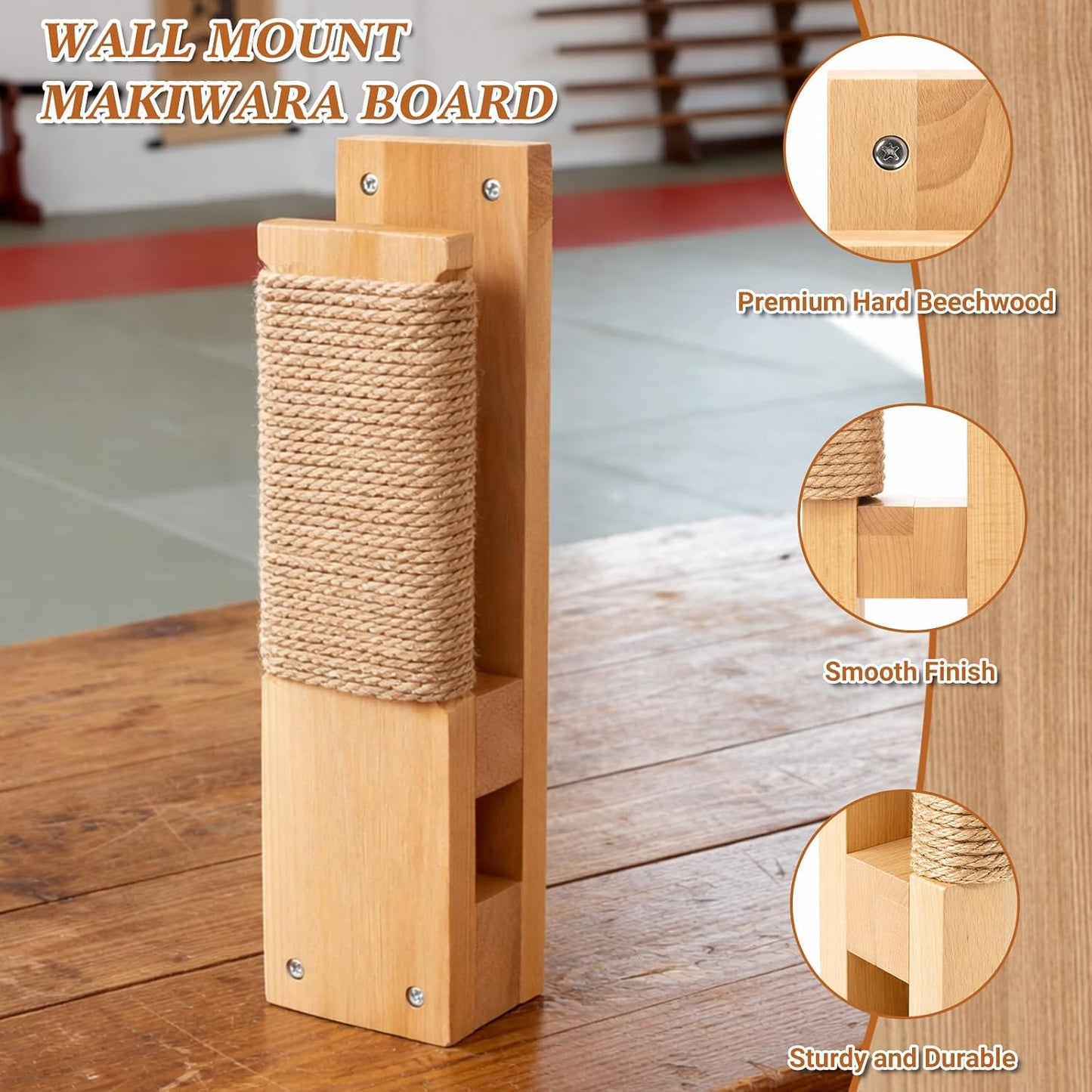Eclipse Martial Art Supplies Sporting Goods Wall Mount Makiwara Board Traditional Makiwara Punching Board Strike Pad