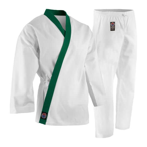 EclipseMartialArtSupplies sporting goods ProForce 8 oz GUP Green Trimmed TSD Uniform (Elastic Drawstring)