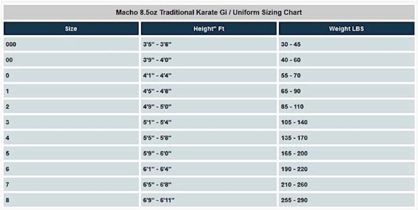 Macho sporting goods MACHO 7OZ STUDENT UNIFORM Karate Martial Arts