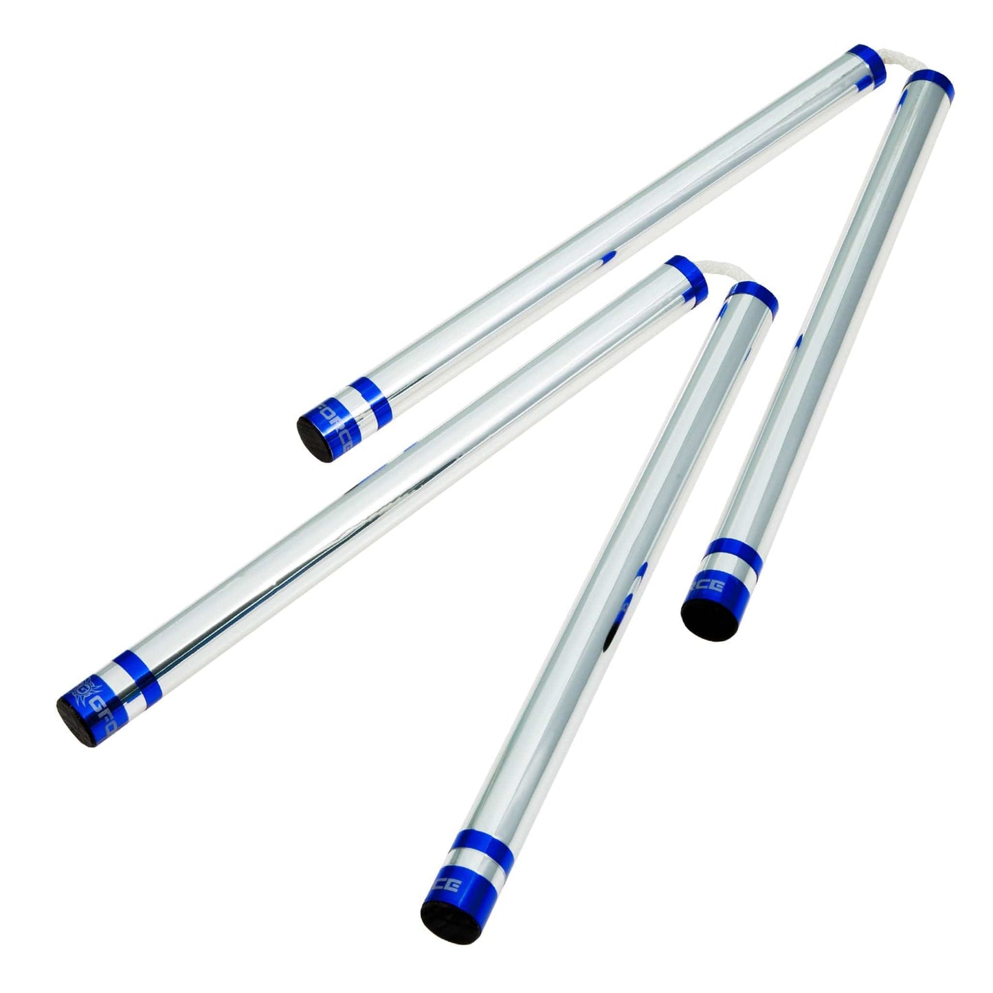ProForce sporting goods Chrome/Blue G-Force Nunchaku Nunchucks with Cord String