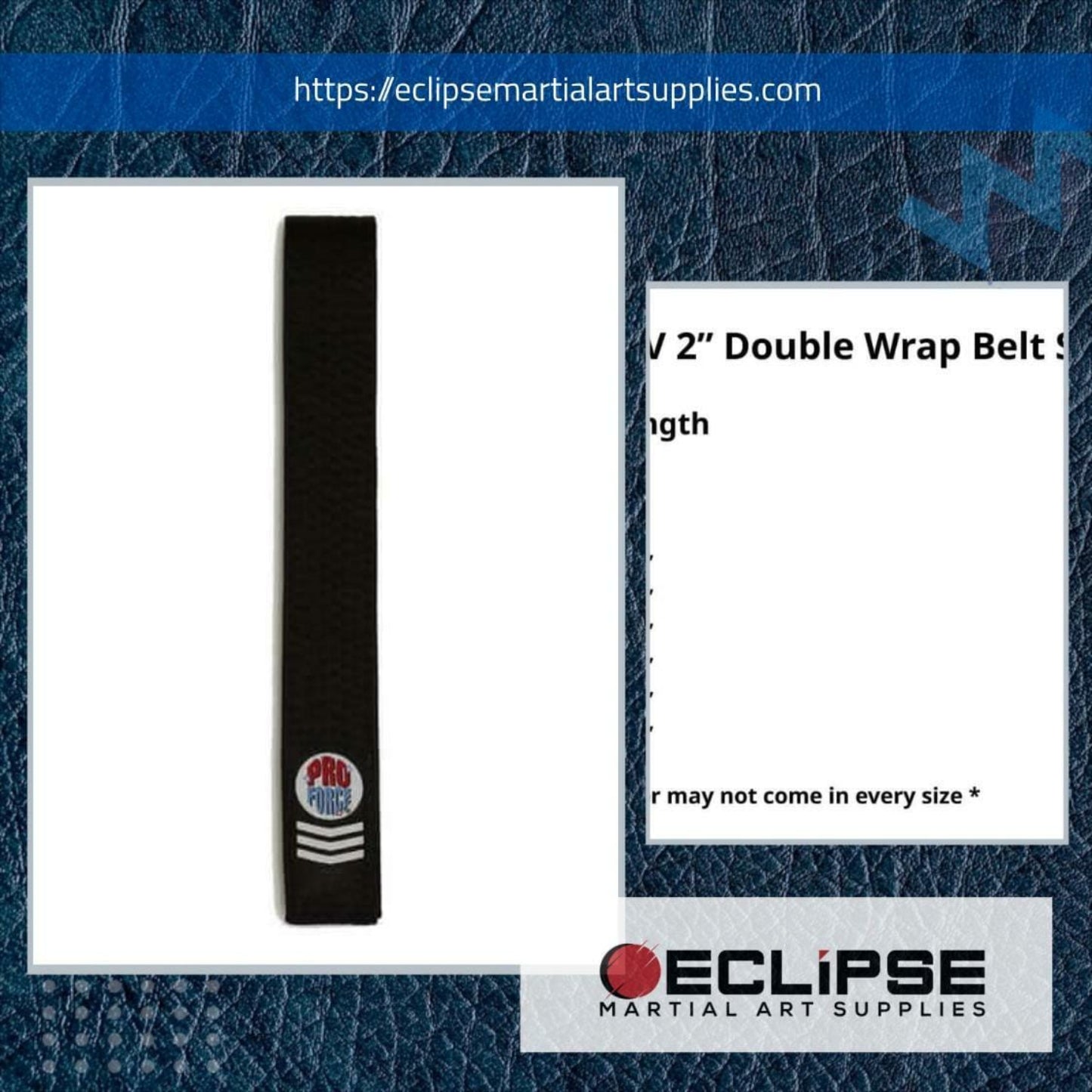 ProForce sporting goods ProForce IV 2 inch Double Wrap Black Karate Belt