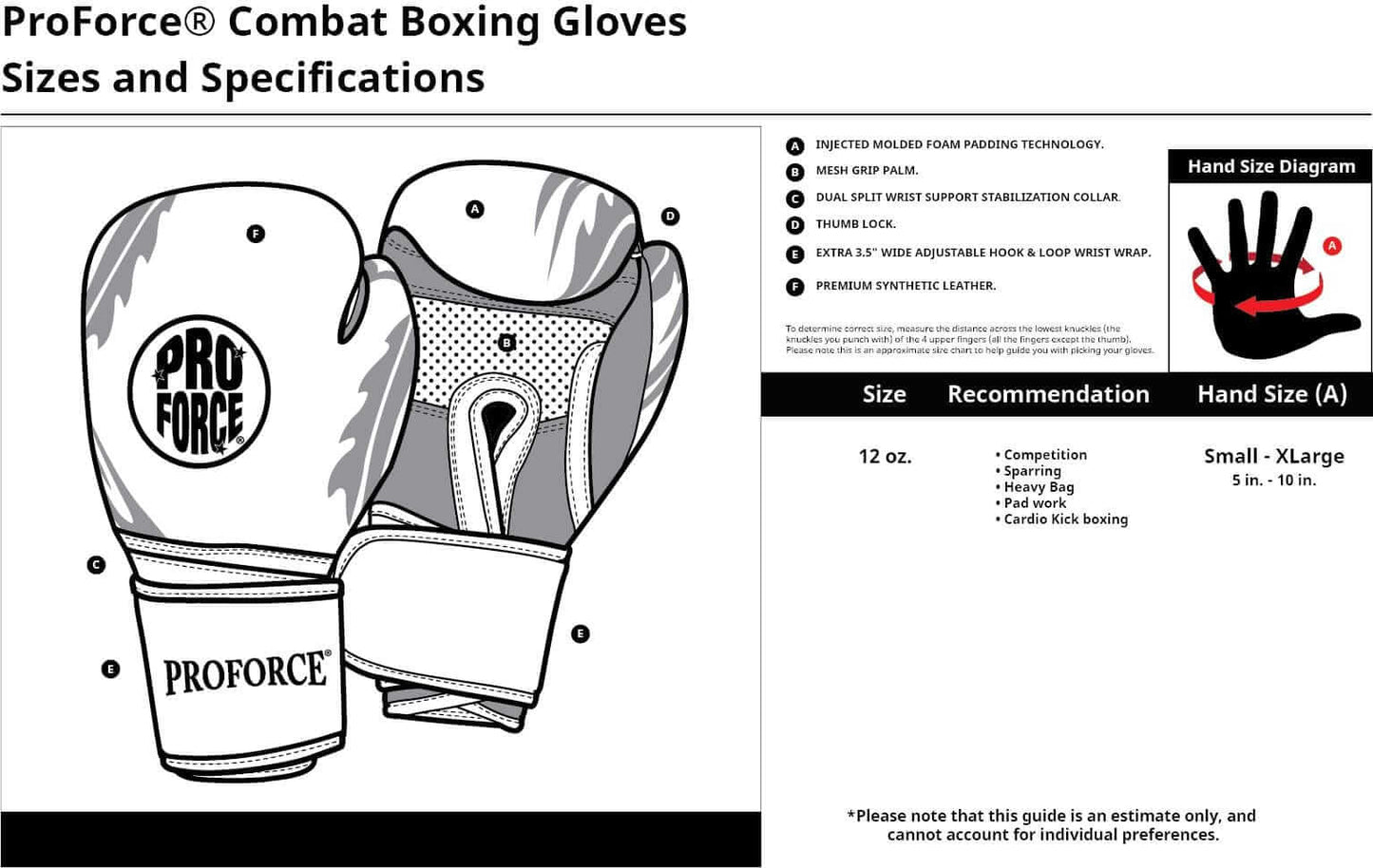 Proforce Boxing ProForce Combat Boxing Training Glove - 12 oz