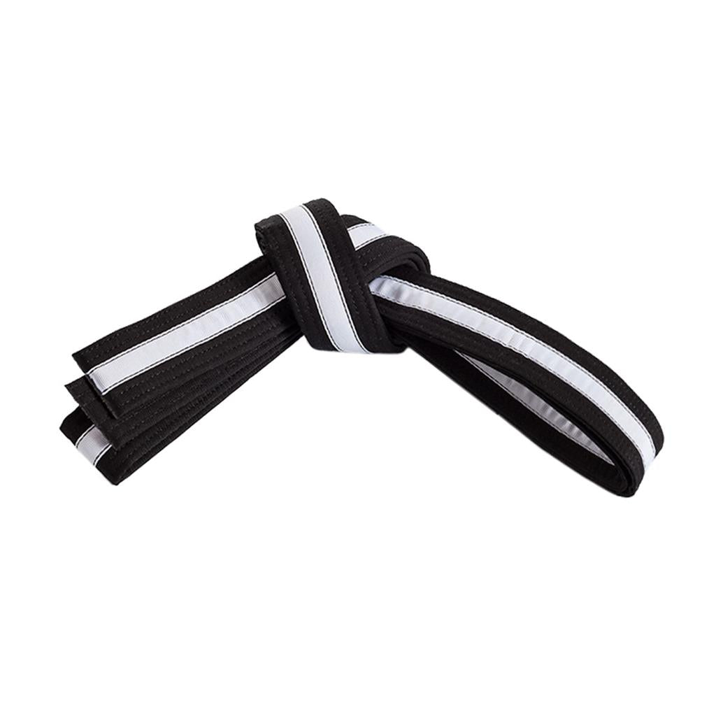 Double Wrap Striped Black Martial Arts Karate Belt