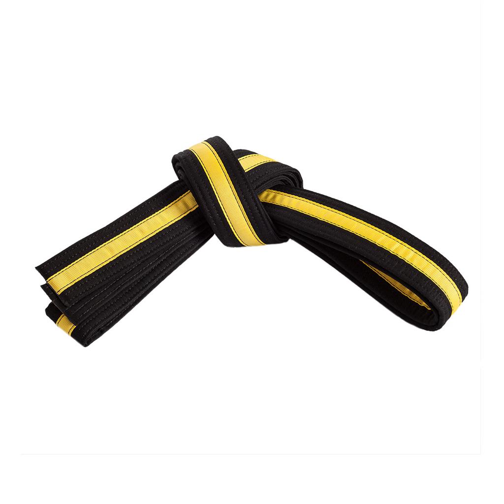 Double Wrap Striped Black Martial Arts Karate Belt