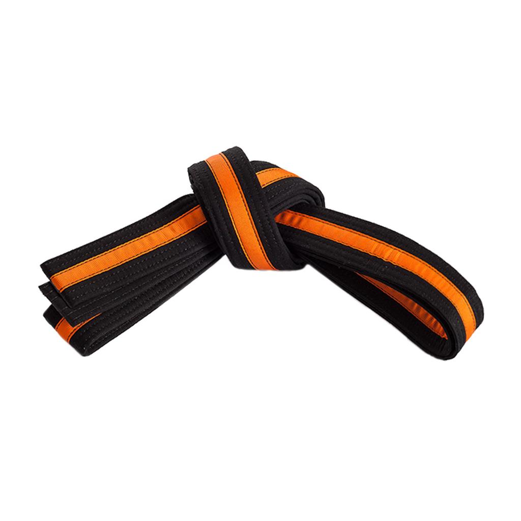 Double Wrap Striped Black Martial Arts Karate Belt