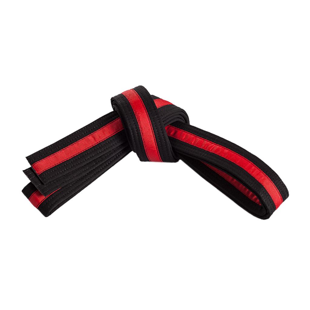 Double Wrap Striped Black Martial Arts Karate Belt