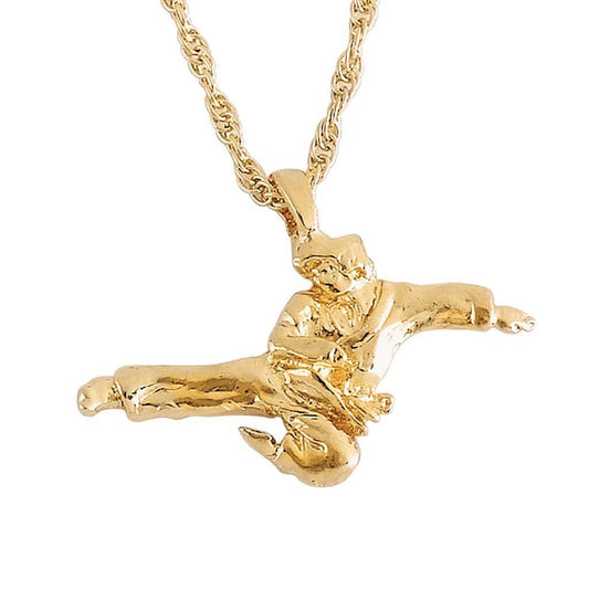 14K Gold Plated Necklace - Male Kicking Figure