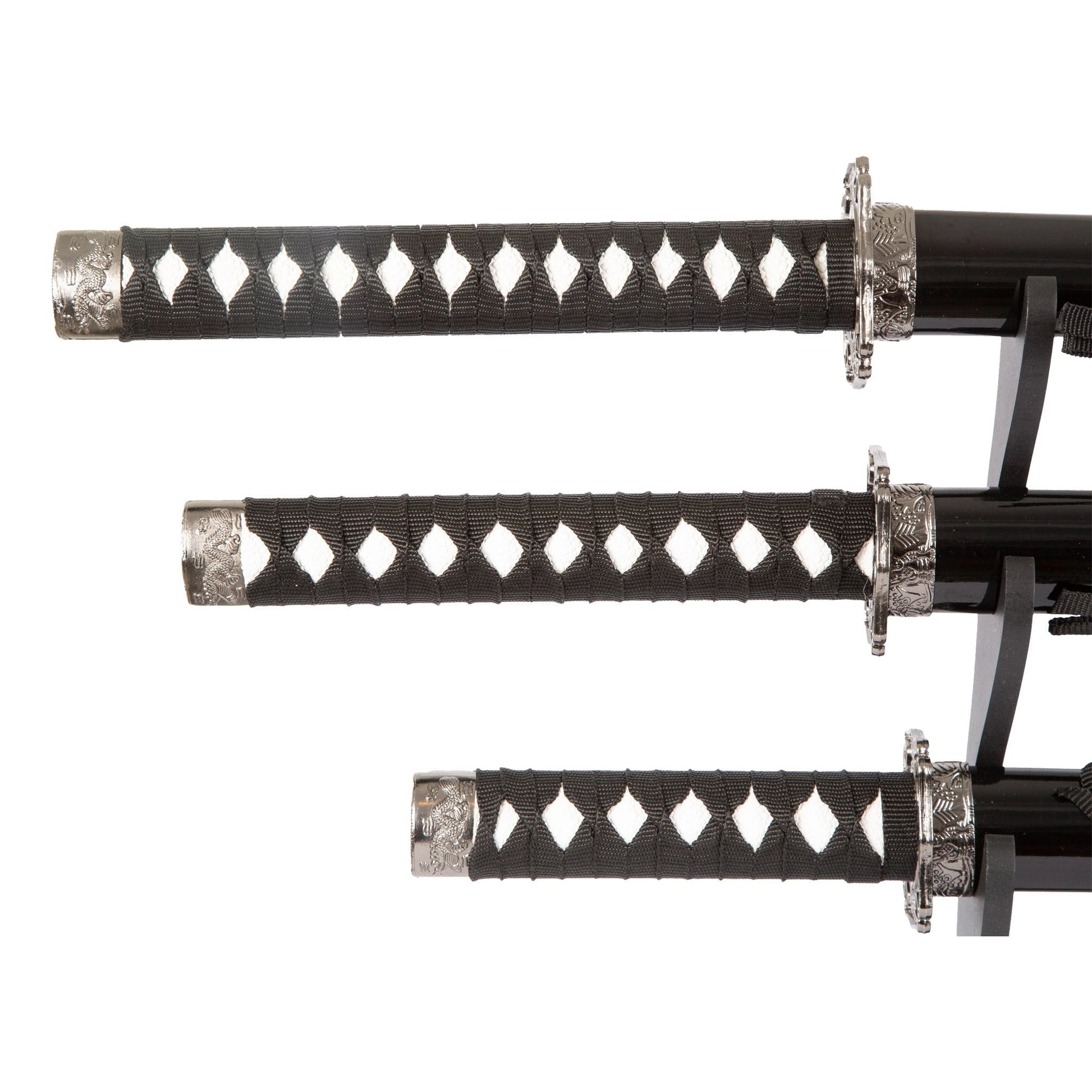 Black Dragon 3 Sword Set with table top stand