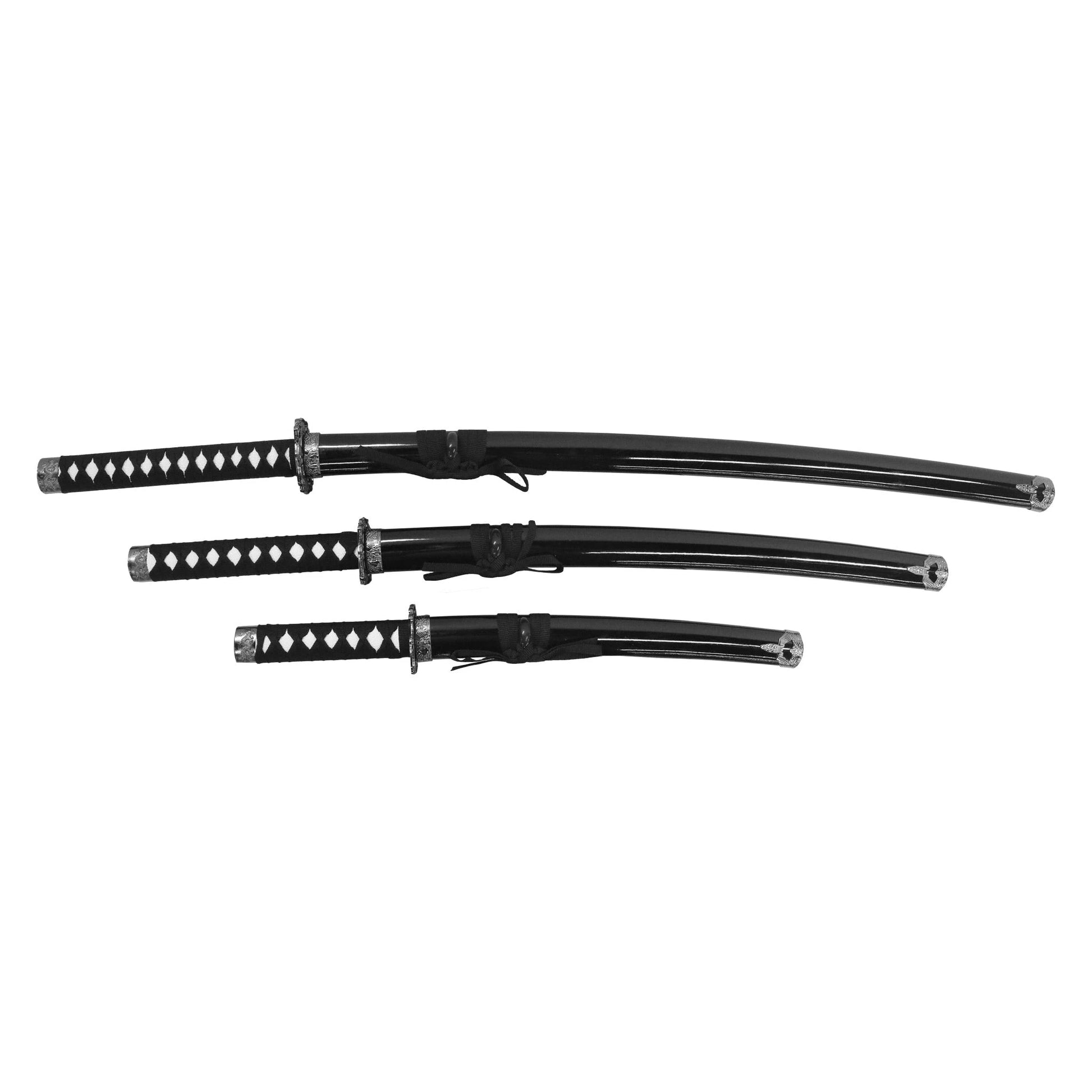 Black Dragon 3 Sword Set with table top stand