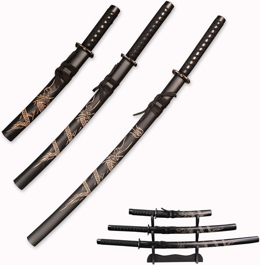 Handmade Japanese Katana 3-Piece Set with Display Stand