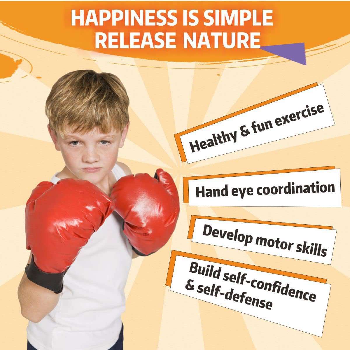 Kids Boxing Set with Stand ages 3-10-Includes boxing gloves