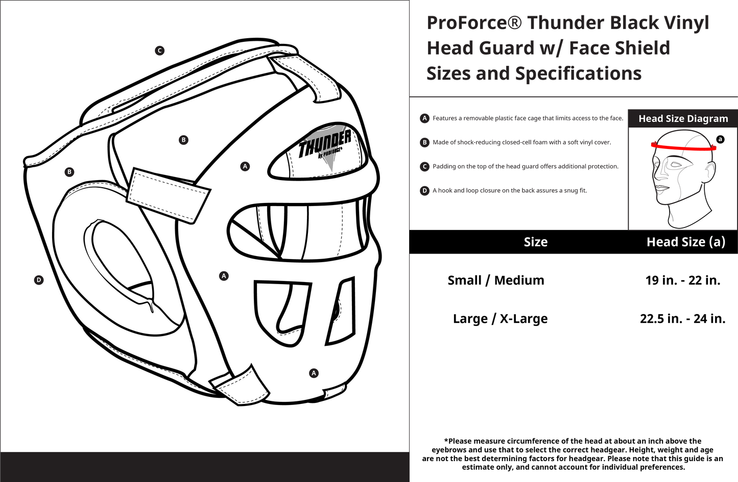 ProForce Thunder Vinyl Head Guard w/ Face Shield