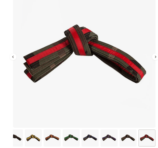 Red and black camouflage double wrap striped camo krav maga martial arts belt for training and self-defense