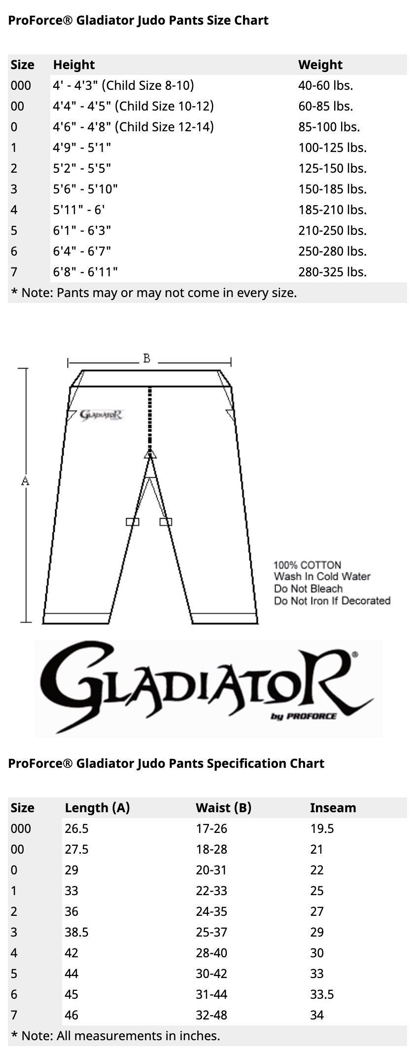 ProForce Gladiator Judo Pants Separates BLACK