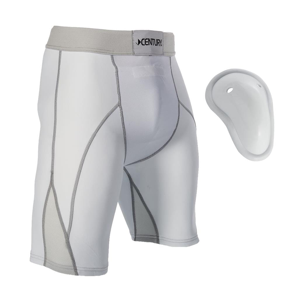 Century sporting goods boys small 20-23 inch waist Compression Shorts with Cup White