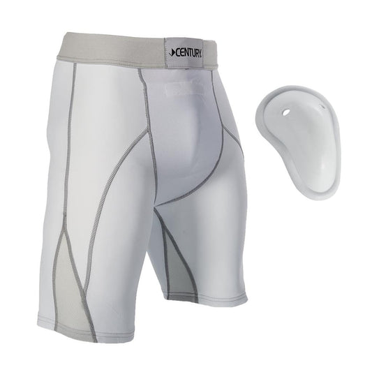 Century sporting goods boys small 20-23 inch waist Compression Shorts with Cup White