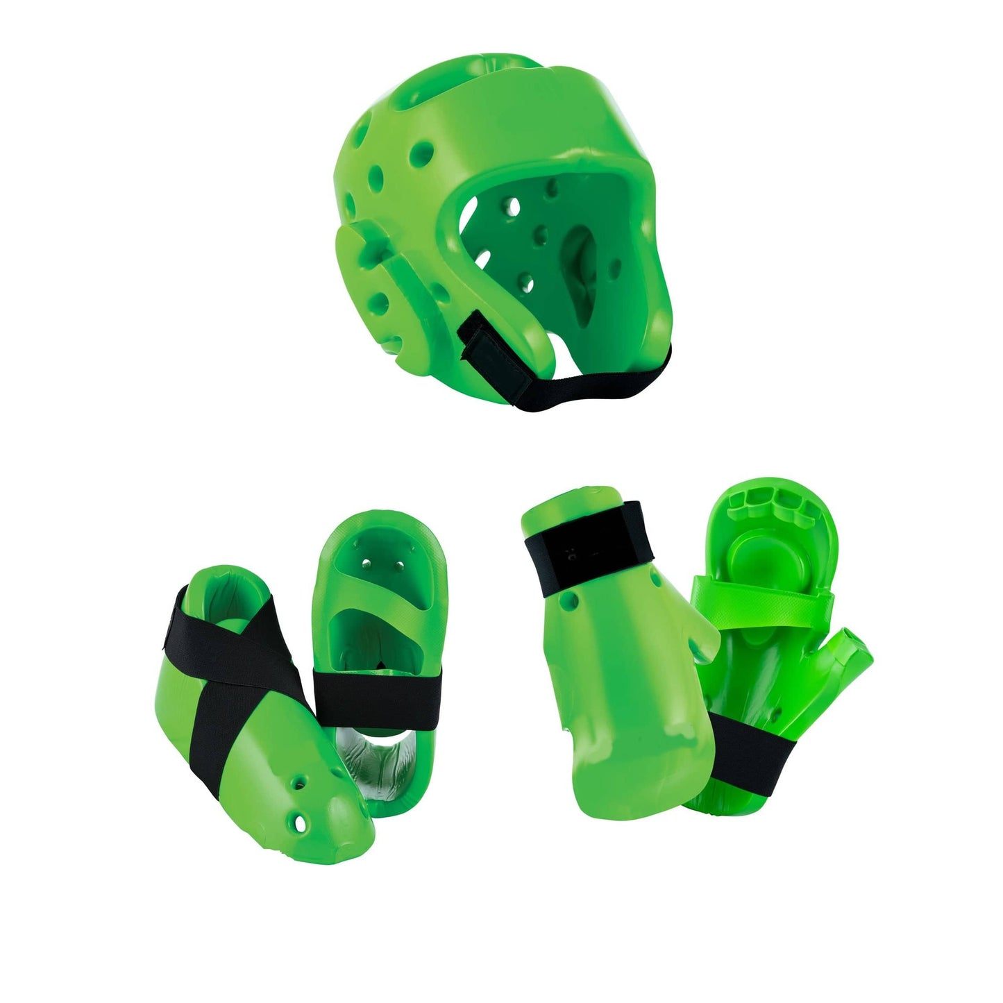 Century sporting goods Green / shoe size child 12-13 child gloves / youth 20-21 inch 6 piece karate Taekwondo sparring gear combo set