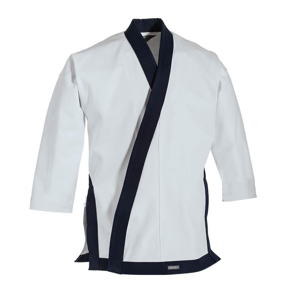 Century sporting goods White/Navy Blue / size 2- 5'2"/130 lbs 12 oz Traditional Tang Soo Do Jacket with Trim Lapels