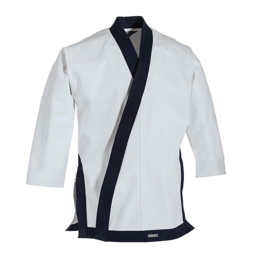 Century sporting goods White/Navy Blue / size 2- 5'2"/130 lbs 12 oz Traditional Tang Soo Do Jacket with Trim Lapels