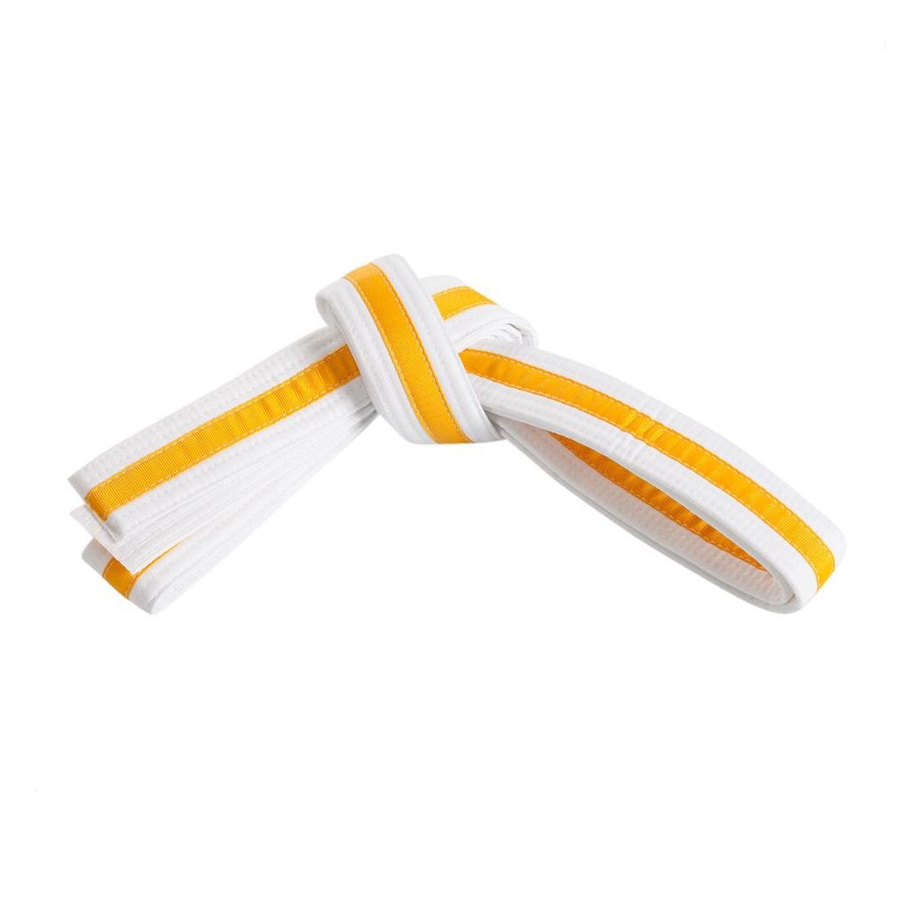 Double Wrap Striped White Martial Arts Karate Belt