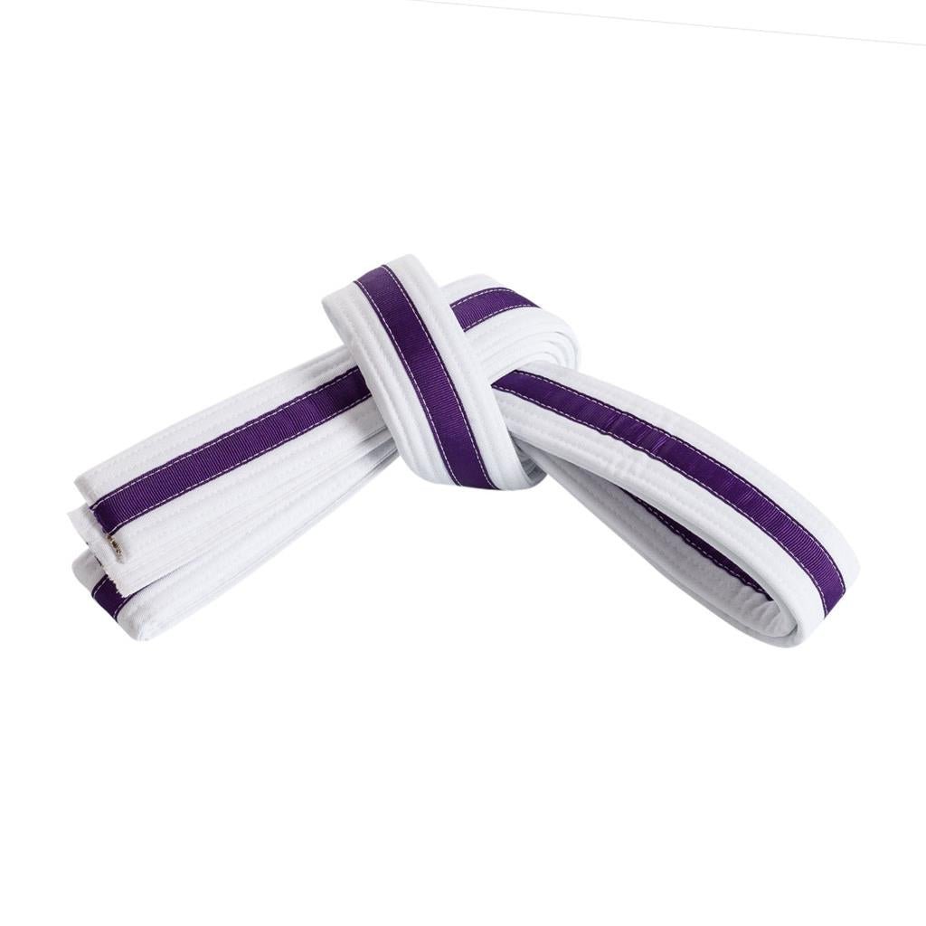 Double Wrap Striped White Martial Arts Karate Belt