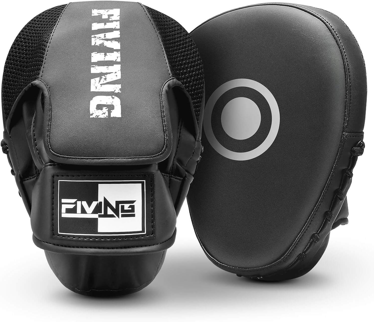 Eclipse Boxing Pads Black/White Curved Punch Mitts for Karate, Kickboxing Muay Thai Taekwondo