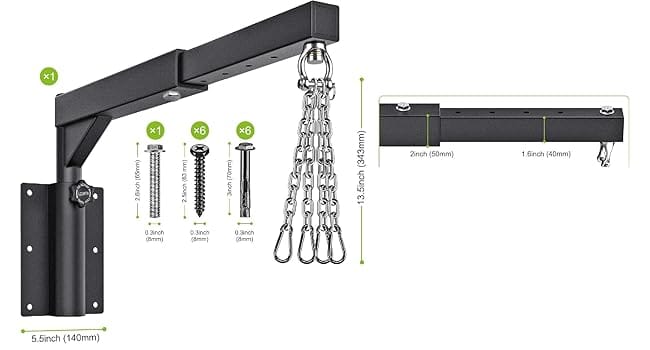 Eclipse Hangers Black / Wall Mount Wall Mount Heavy Bag Hanger, Heavy Duty Punching Bag Stand