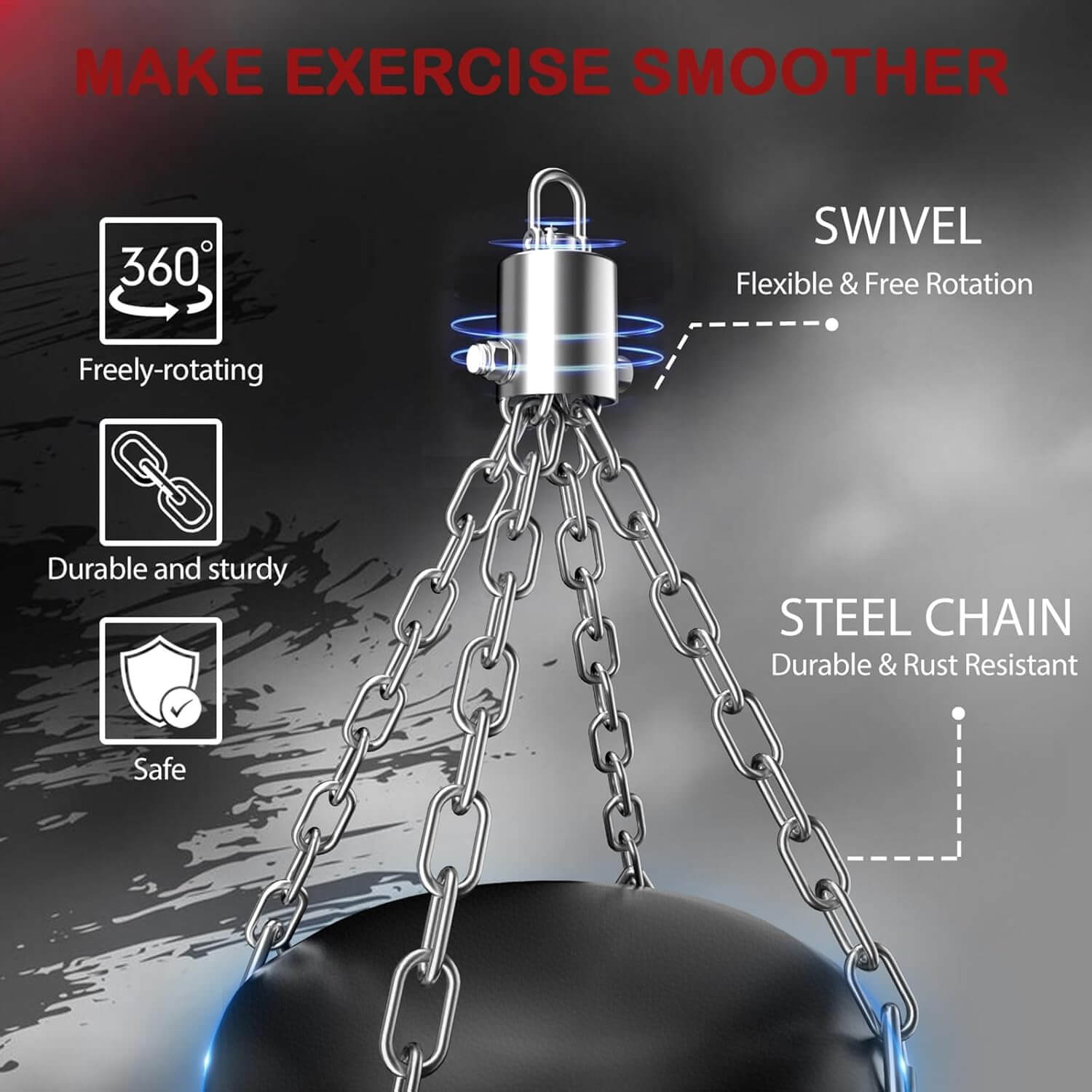 Eclipse Heavy Bags Punching Bag for Adults, 4ft Heavy Boxing Bag Training Set-Unfilled Bag