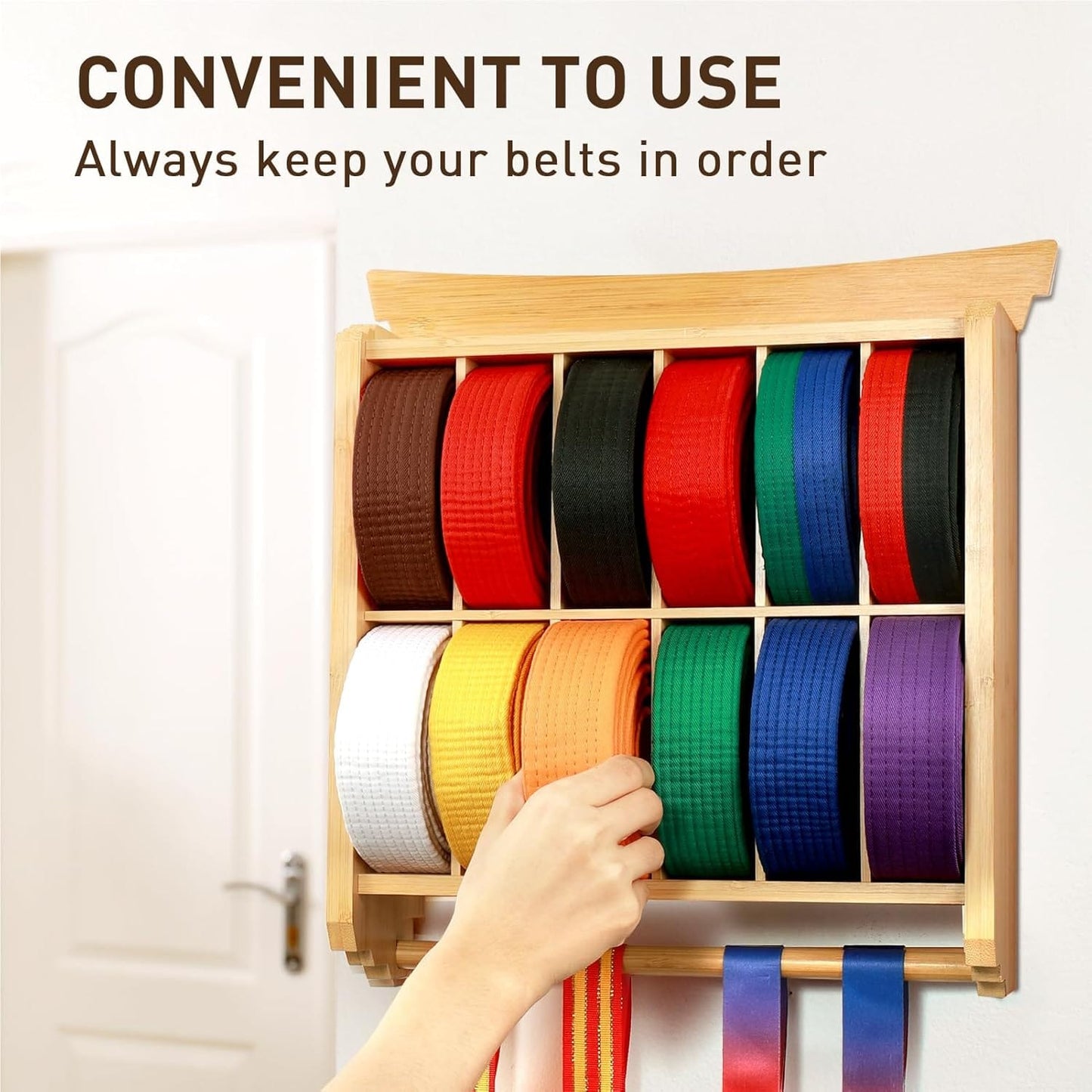 Eclipse Martial Art Supplies sporting goods 12 Belts Karate Belt Display Rack with Trophy and Medal Display Rack
