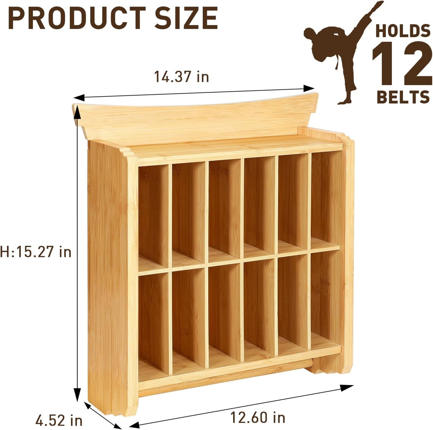 Eclipse Martial Art Supplies sporting goods 12 Belts Karate Belt Display Rack with Trophy and Medal Display Rack