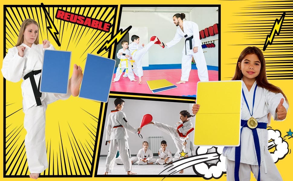 Eclipse Martial Art Supplies sporting goods 2 Pcs Taekwondo Rebreakable Boards and 2 Kick Pads for Martial Arts Reusable Breaking Boards for Kids Adults Plastic Karate Training Equipment for Punching Target Youth Beginners