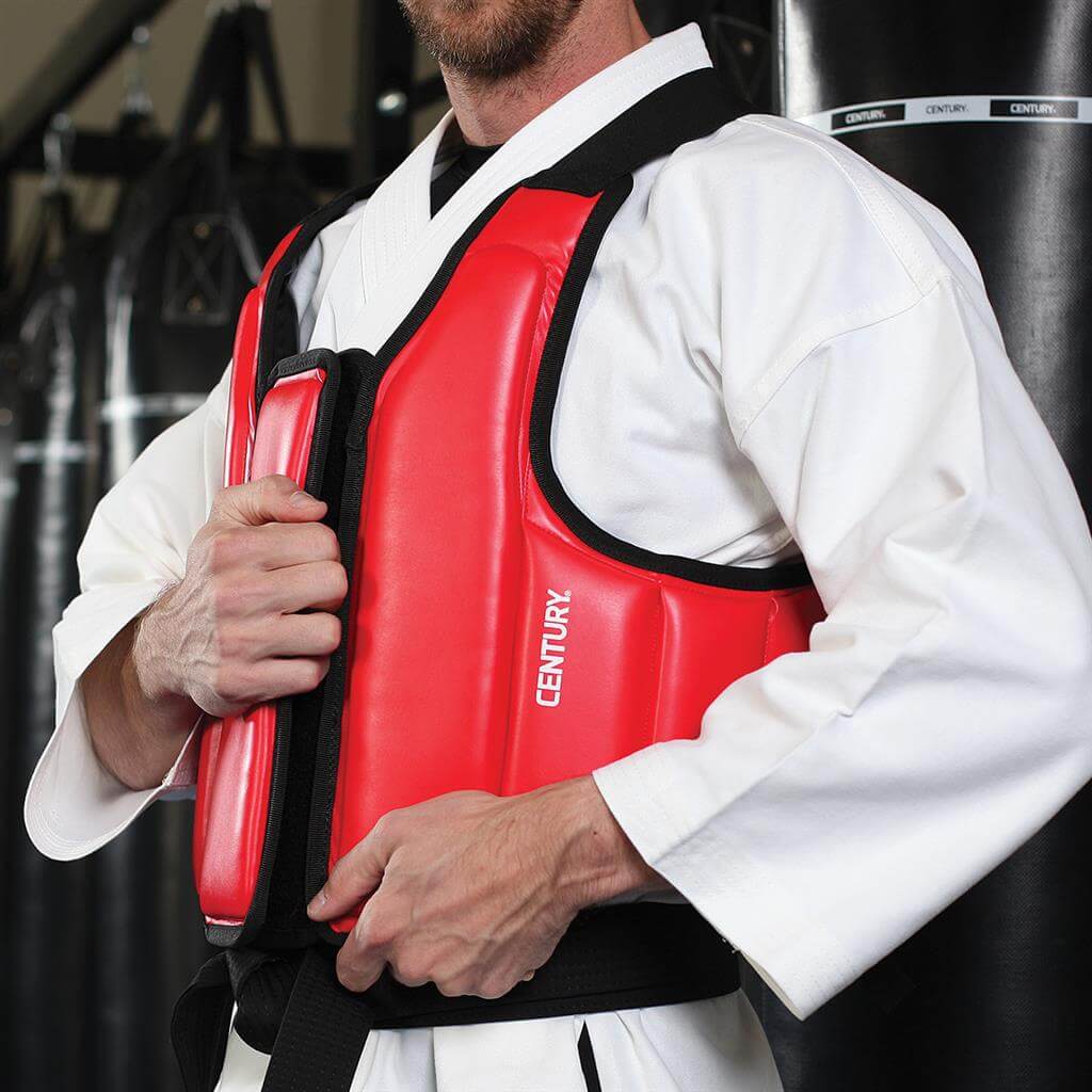 Eclipse Martial Art Supplies Sporting Goods Front Open Chest Guard reversible from red to black