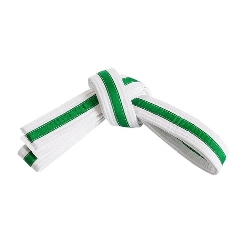 Eclipse Martial Art Supplies Sporting Goods Green / 0 -ch small Double Wrap Striped White Martial Arts Karate Belt