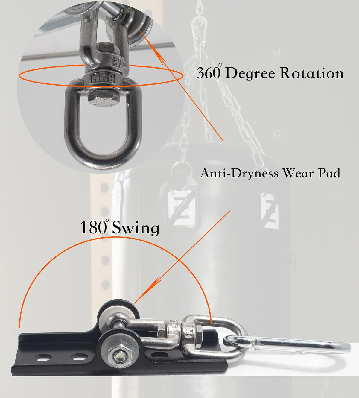 Eclipse Martial Art Supplies sporting goods Heavy Duty Punching Bag Hanger with 360° Swivel holds 300 lbs