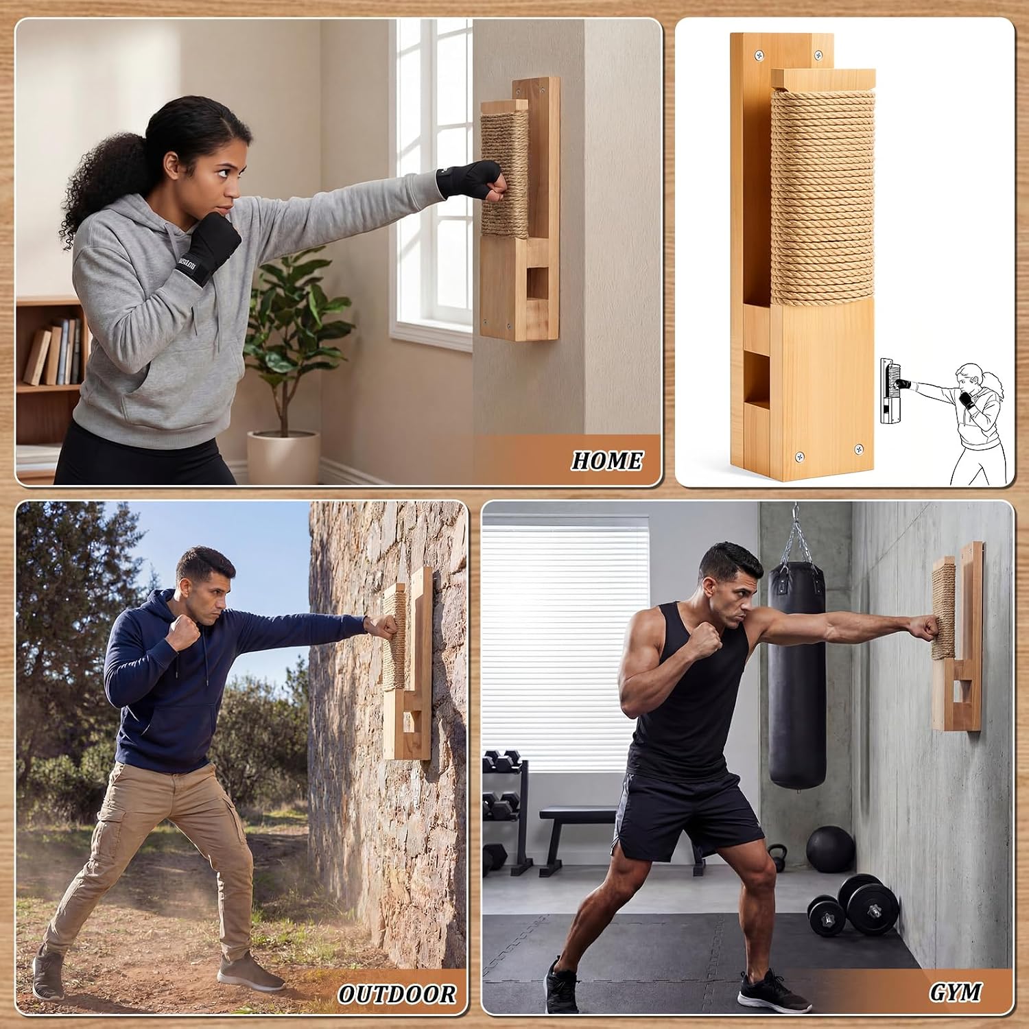 Eclipse Martial Art Supplies Sporting Goods Wall Mount Makiwara Board Traditional Makiwara Punching Board Strike Pad