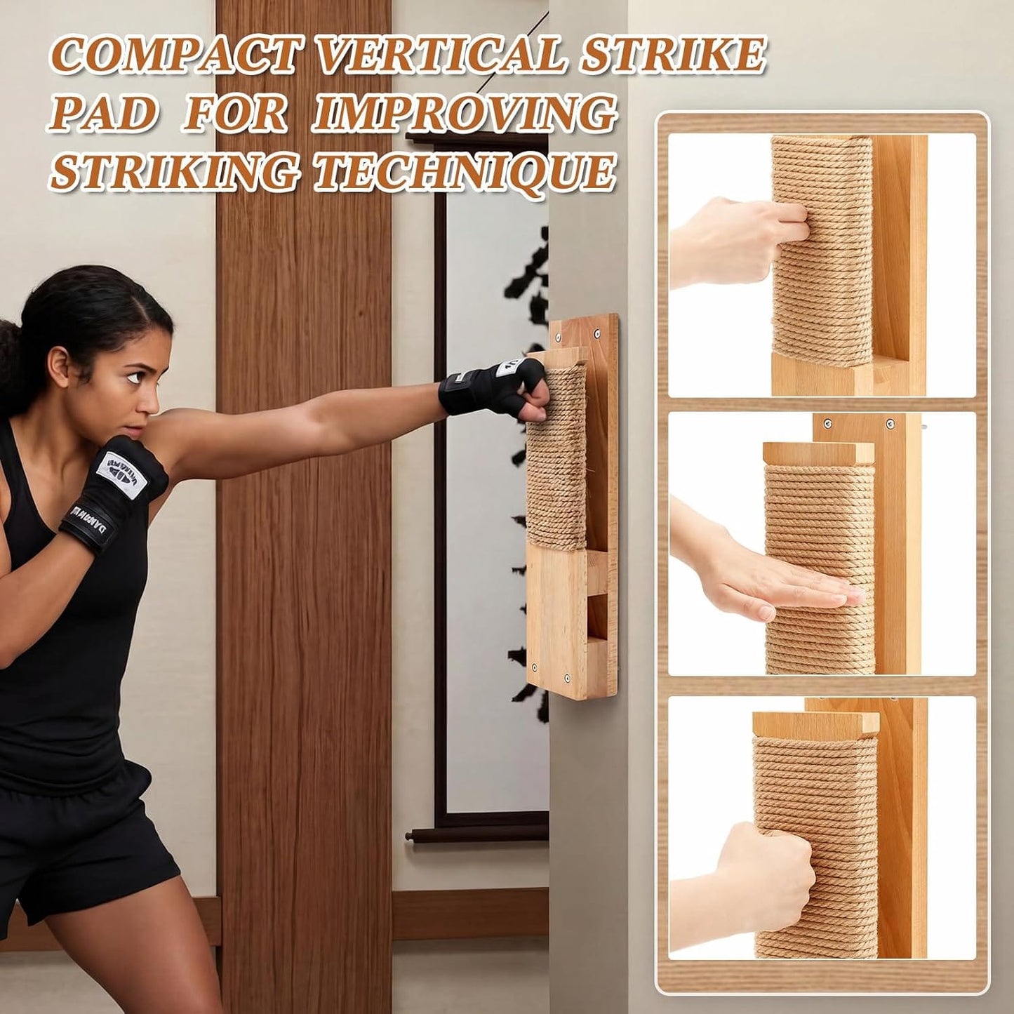 Eclipse Martial Art Supplies Sporting Goods Wall Mount Makiwara Board Traditional Makiwara Punching Board Strike Pad