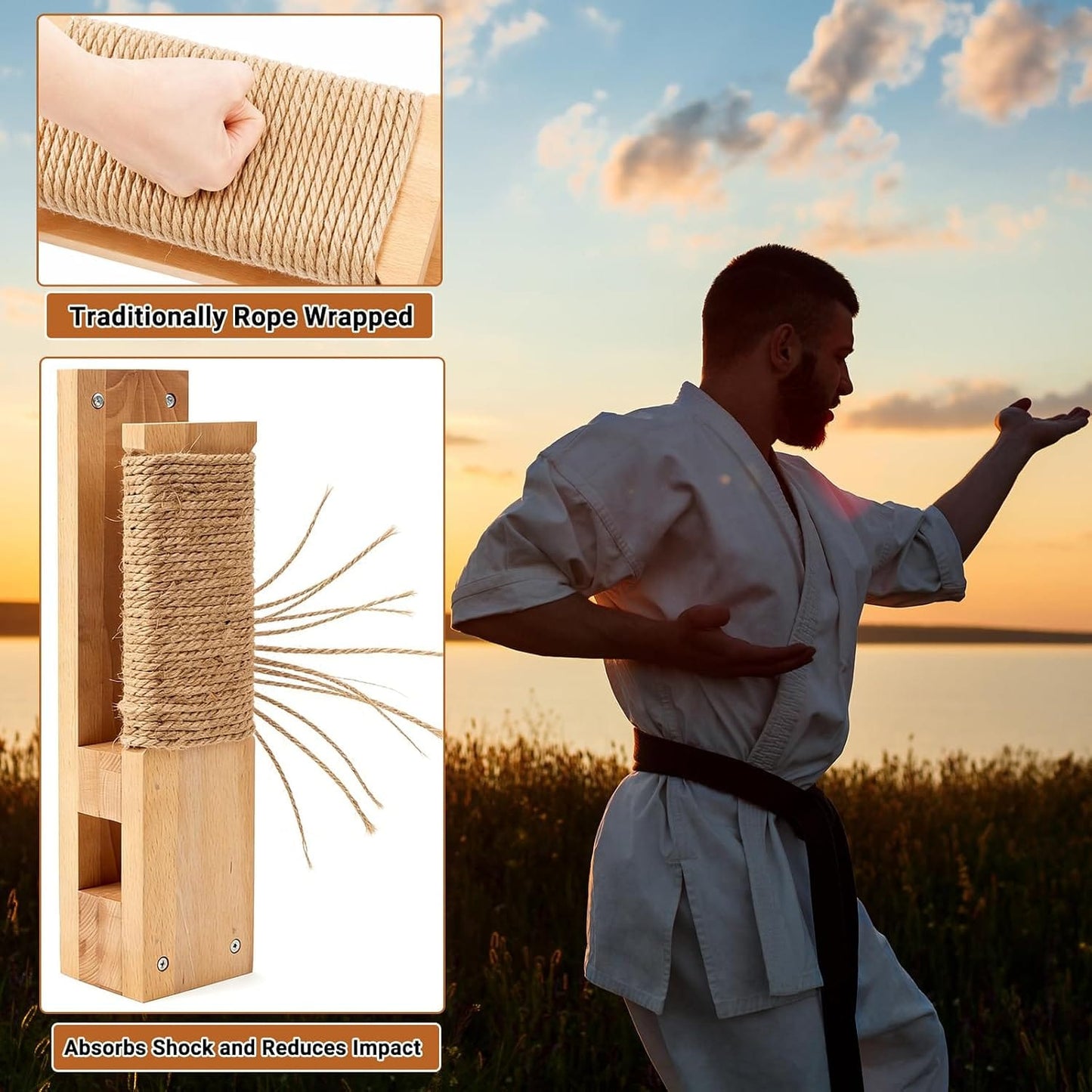 Eclipse Martial Art Supplies Sporting Goods Wall Mount Makiwara Board Traditional Makiwara Punching Board Strike Pad