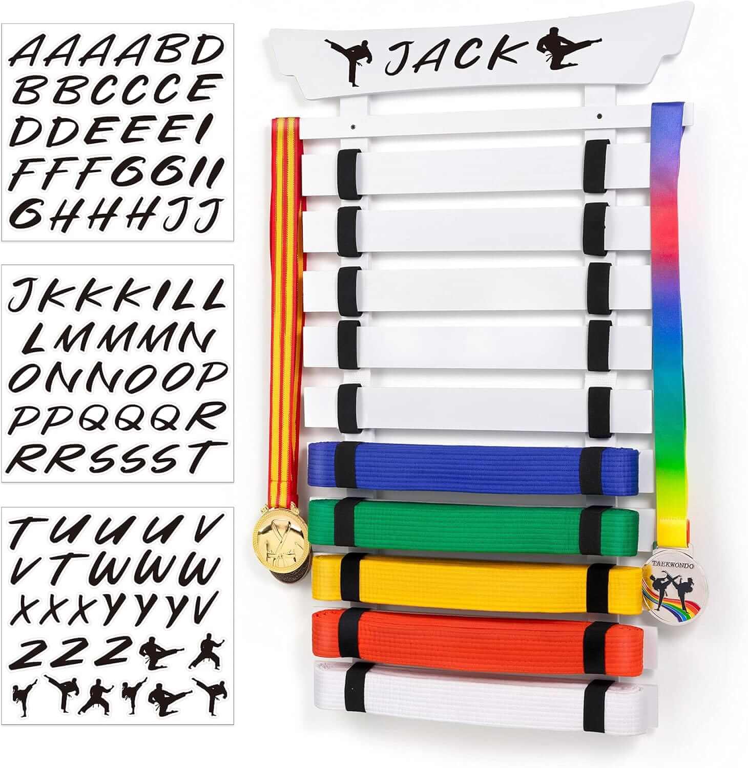 Eclipse Martial Art Supplies sporting goods White 10 Belts Karate Belt Display Rack-Stickers Taekwondo Display