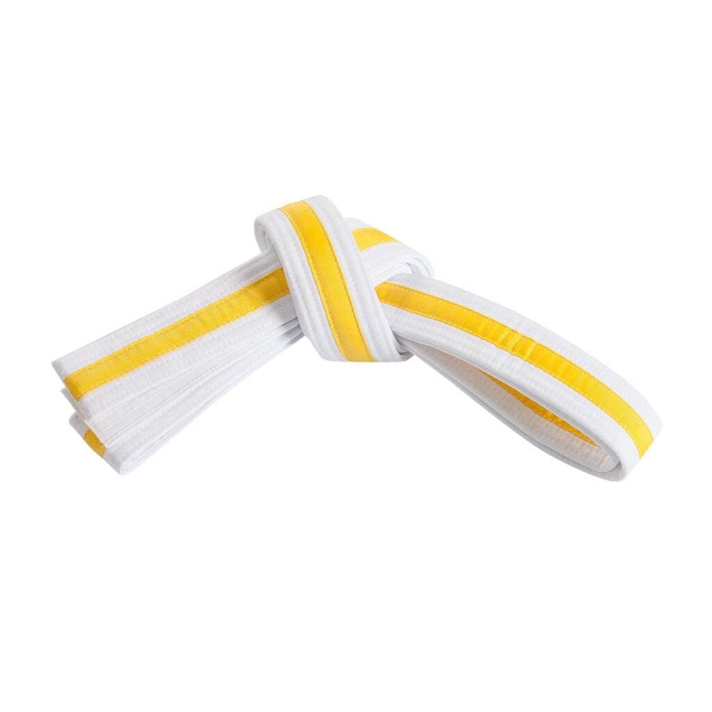 Eclipse Martial Art Supplies Sporting Goods Yellow / 0 -ch small Double Wrap Striped White Martial Arts Karate Belt