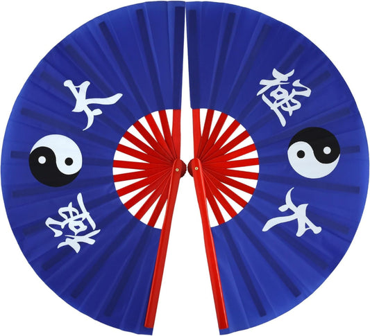 EclipseMartialArtsSupplies sporting goods Blue Traditional Kung Fu Performance Fan for Dance Set of 2