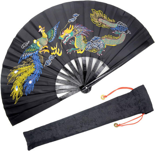 EclipseMartialArtsSupplies sporting goods Dragon & Phoenix Traditional Kung Fu Performance Fan Tai Chi 13 inch