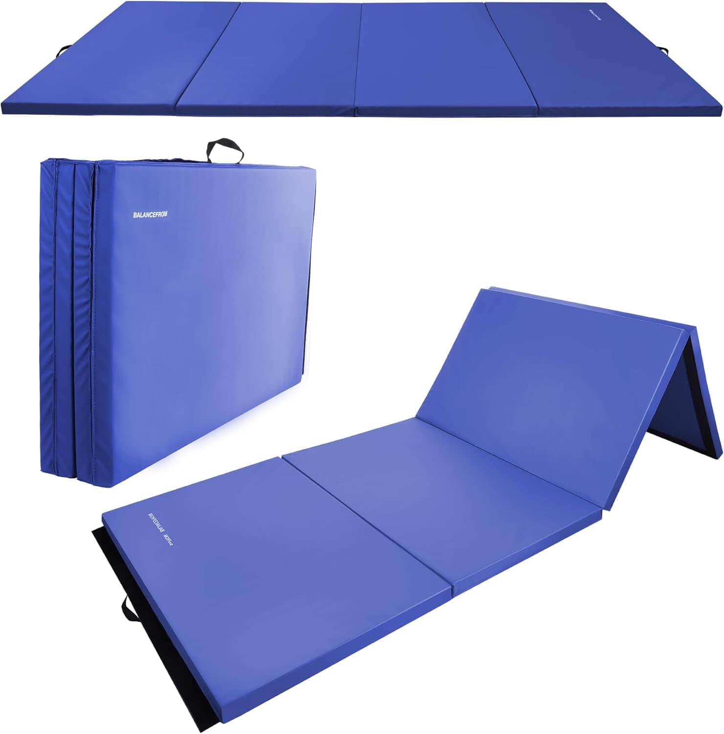 Fitvids Tumbling Mats Blue Folding Exercise Gymnastics Mat, 4'x8'x2"