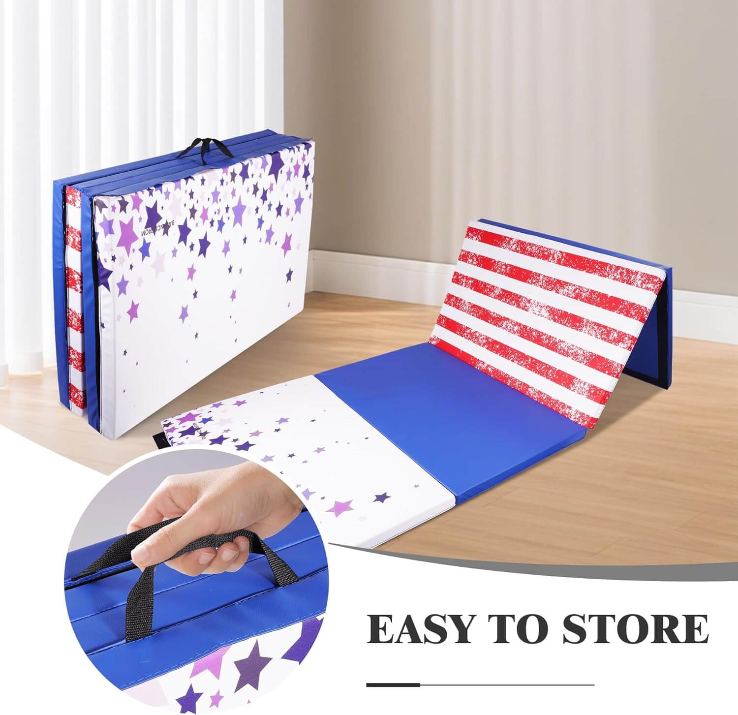 Fitvids Tumbling Mats Folding Exercise Gymnastics Mat, 4'x8'x2"
